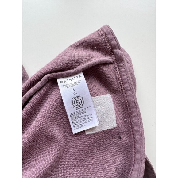 ATHLETA Retroterry Damask Mauve Cotton Terry Wrap Cardigan Sweatshirt, Size S - Picture 11 of 13